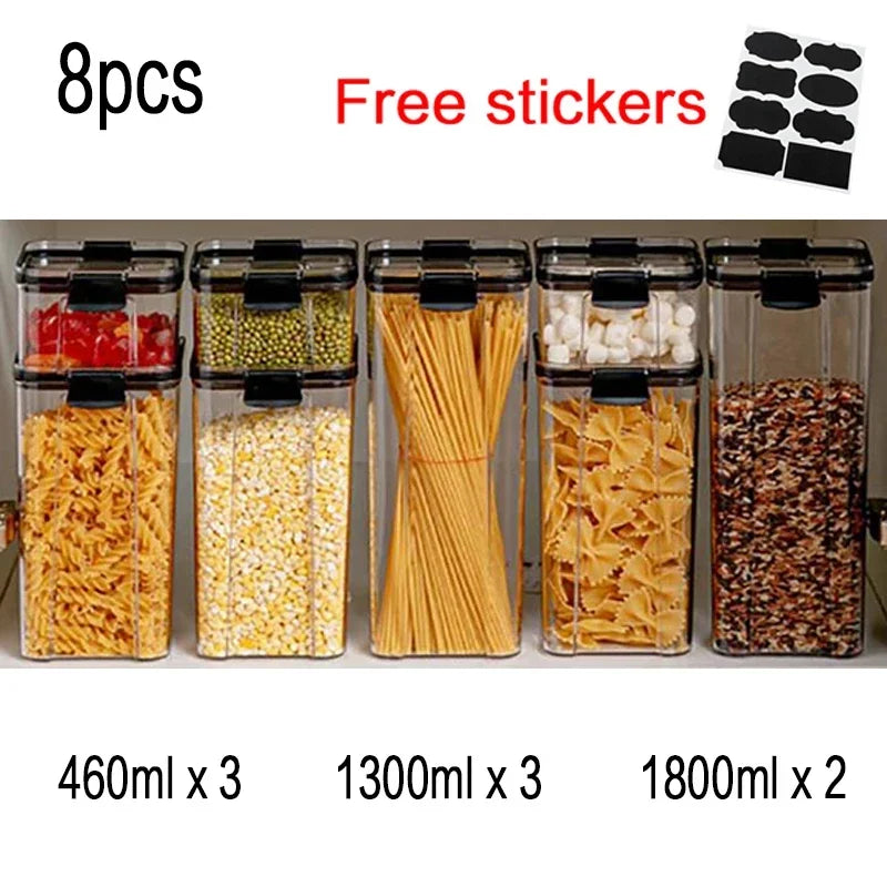 Food Storage Kitchen Containers Plastic Box Jars for Bulk Cereals Kitchen Organizers for Pantry Organizer Jars with Lid Home Set