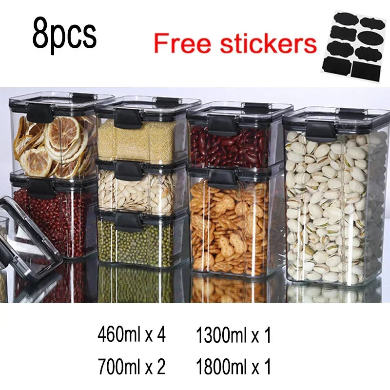 Food Storage Kitchen Containers Plastic Box Jars for Bulk Cereals Kitchen Organizers for Pantry Organizer Jars with Lid Home Set
