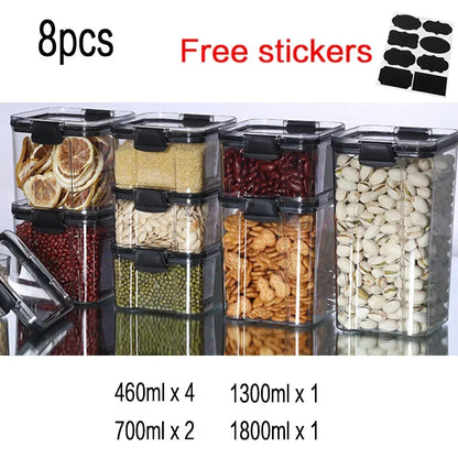 Food Storage Kitchen Containers Plastic Box Jars for Bulk Cereals Kitchen Organizers for Pantry Organizer Jars with Lid Home Set