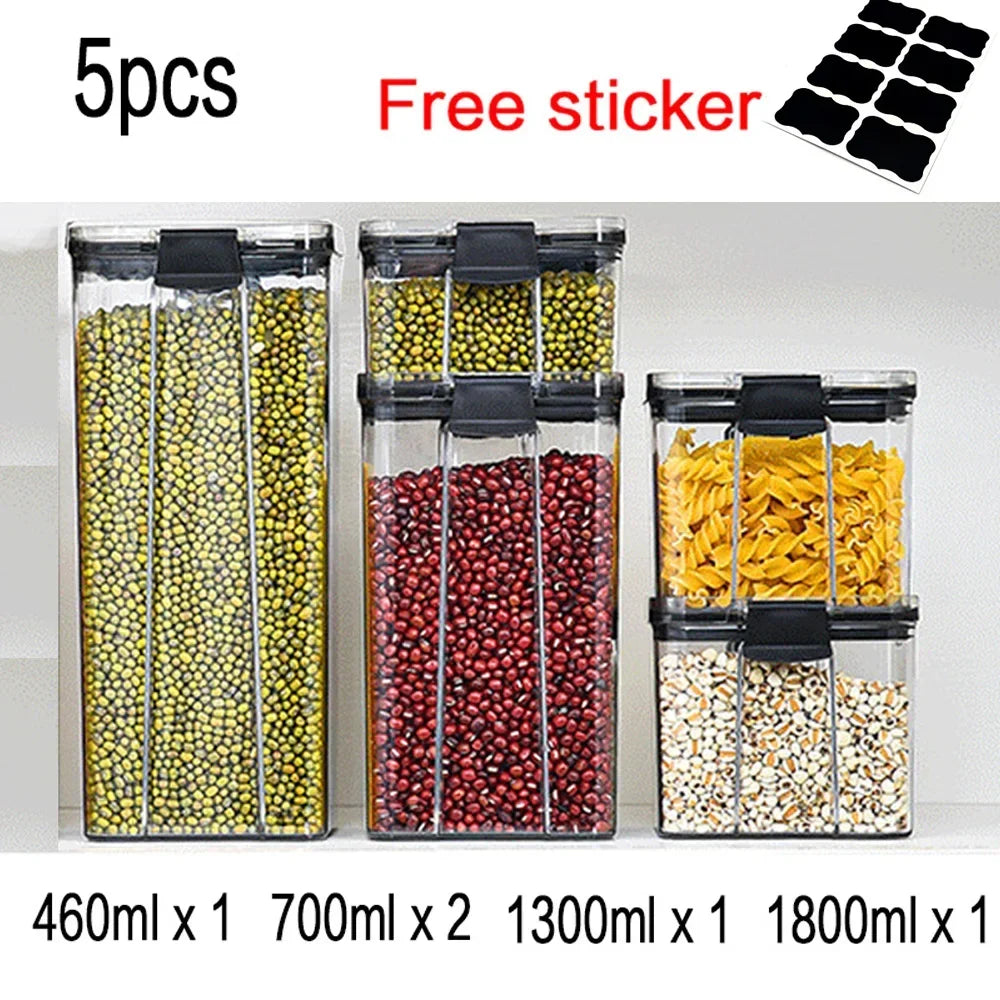 Food Storage Kitchen Containers Plastic Box Jars for Bulk Cereals Kitchen Organizers for Pantry Organizer Jars with Lid Home Set