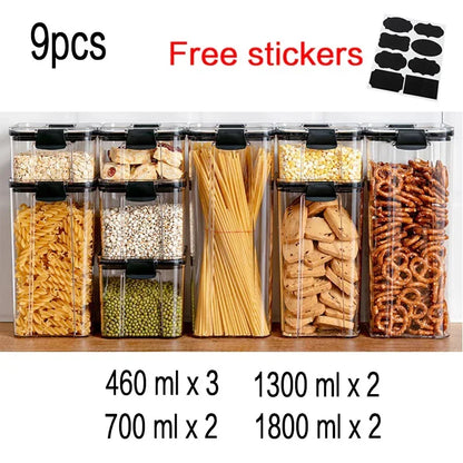 Food Storage Kitchen Containers Plastic Box Jars for Bulk Cereals Kitchen Organizers for Pantry Organizer Jars with Lid Home Set