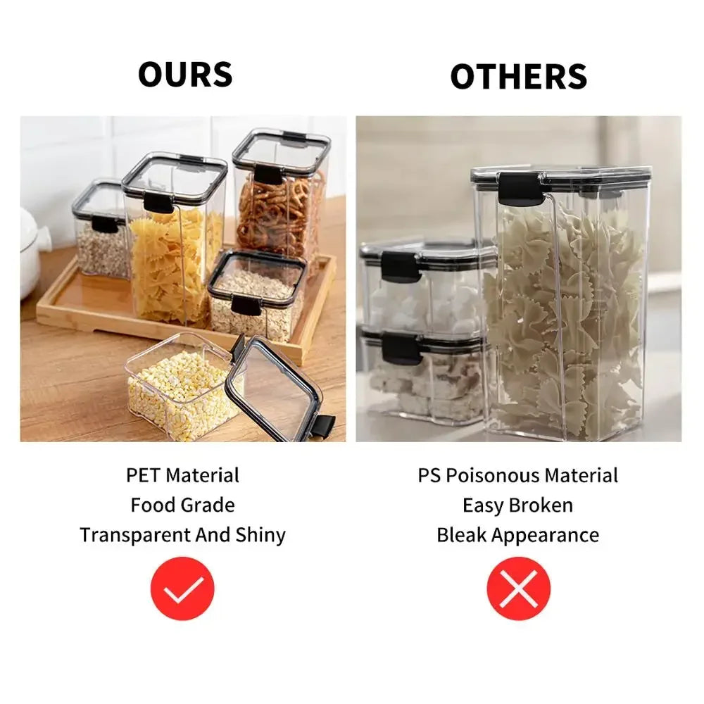 Food Storage Kitchen Containers Plastic Box Jars for Bulk Cereals Kitchen Organizers for Pantry Organizer Jars with Lid Home Set